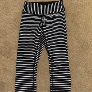 Lululemon black and white striped cropped leggings